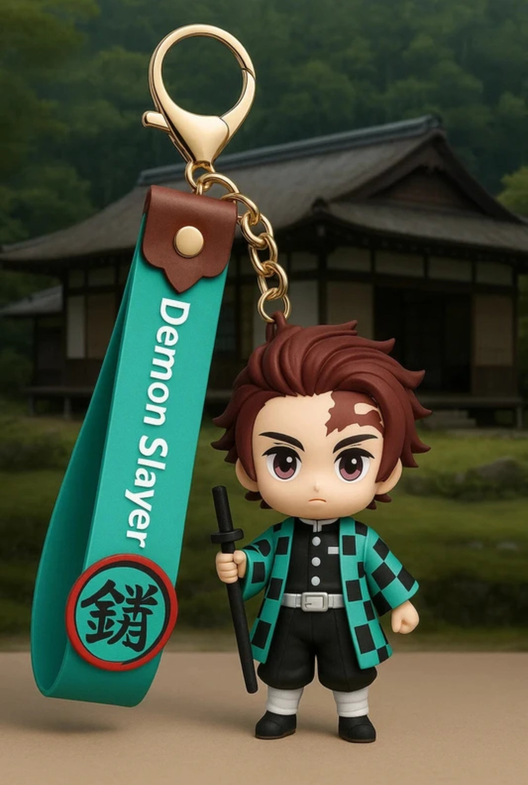 Demon Slayer Tanjiro keychain Cartoon Character Bag Charm Cute PVC Keyring Key Chain